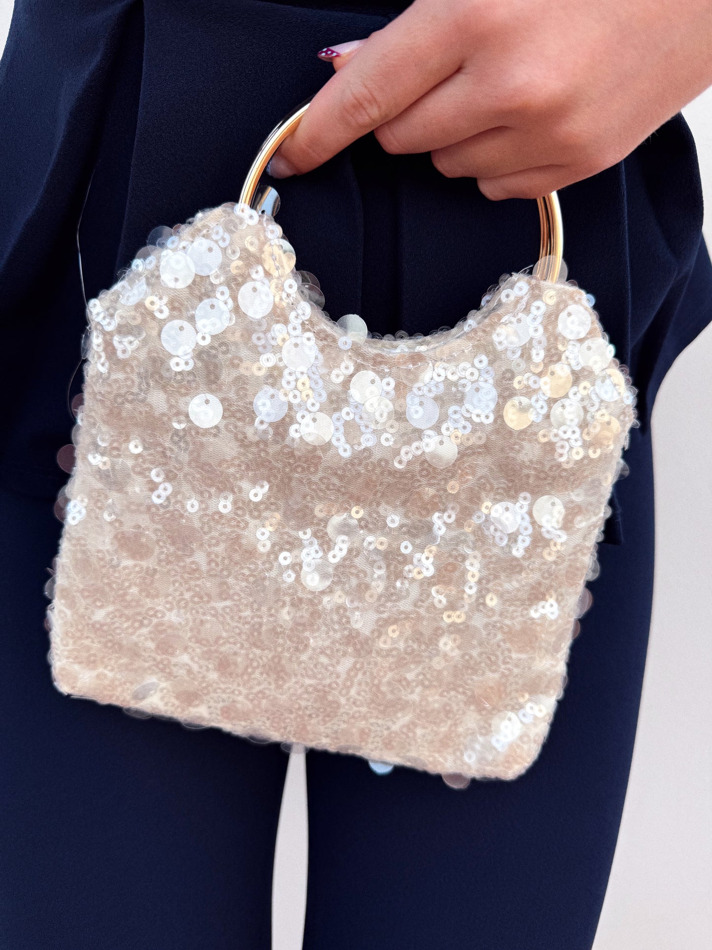 BOLSO FIESTA LENTEJUELA BLANCA