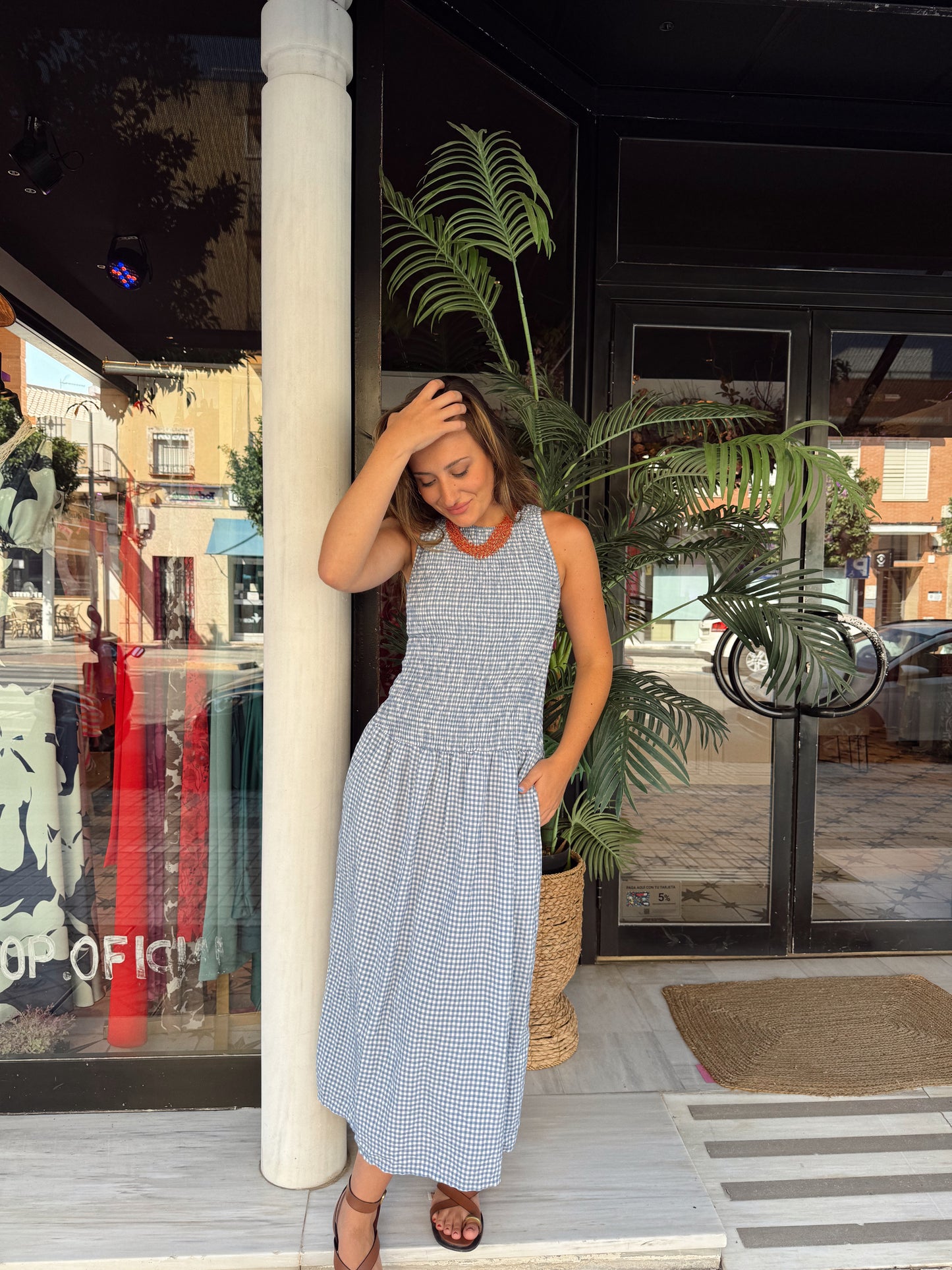 VESTIDO SÚPER NIDO VICHY AZUL
