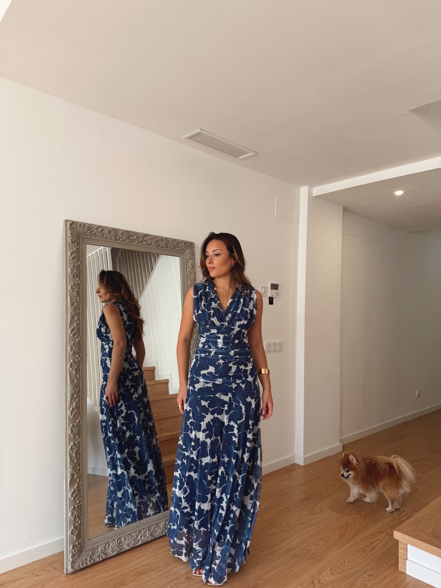 VESTIDO FLOR TULL AZUL