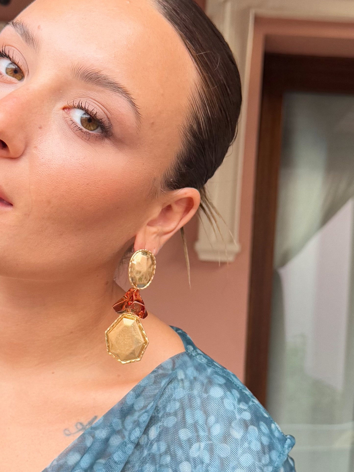 PENDIENTES FORMAS TEJA CRISTAL