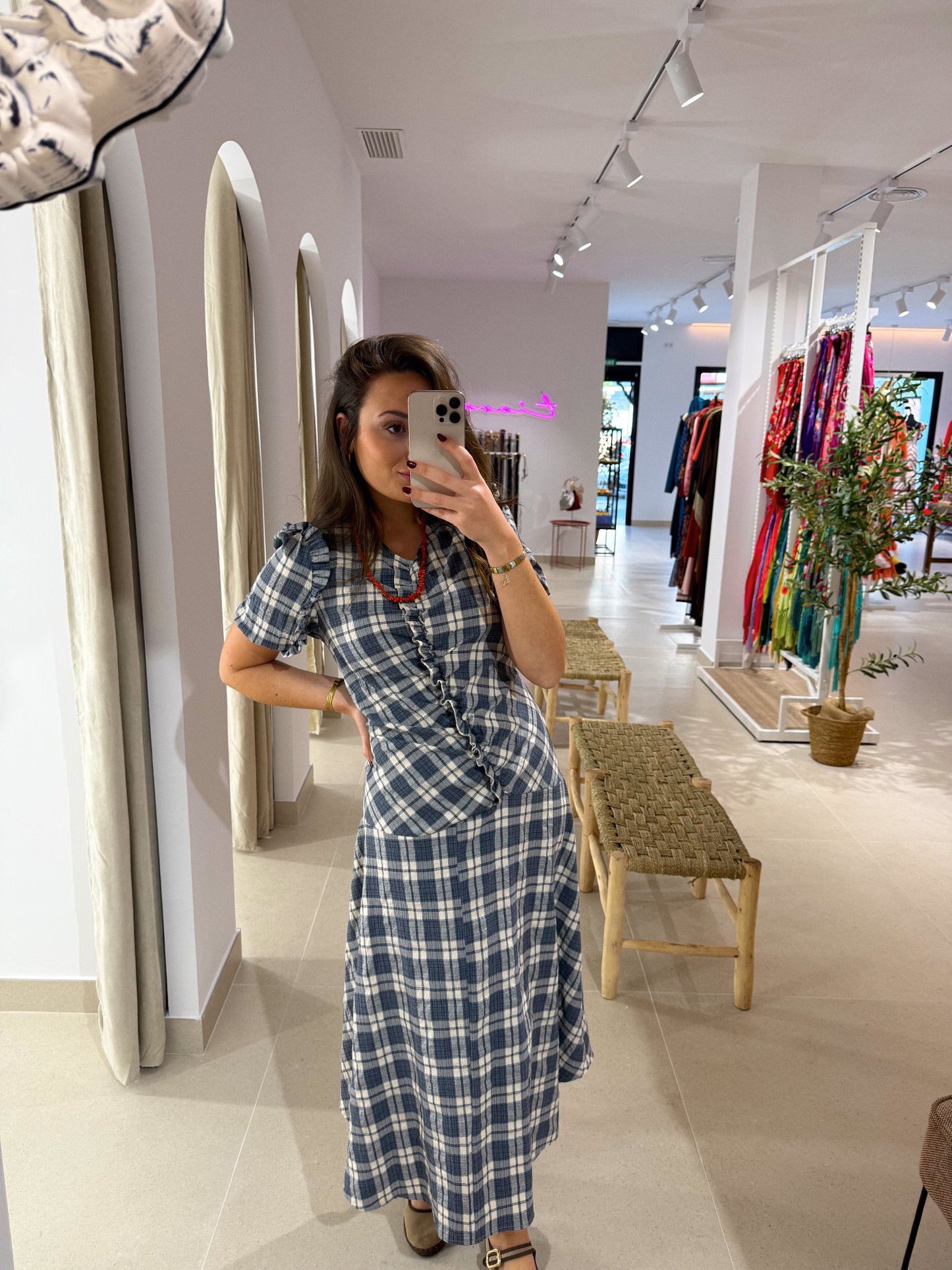 VESTIDO MÍA CUADROS AZUL