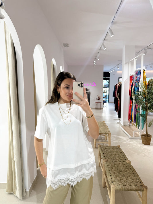 CAMISETA BLANCA ENCAJES