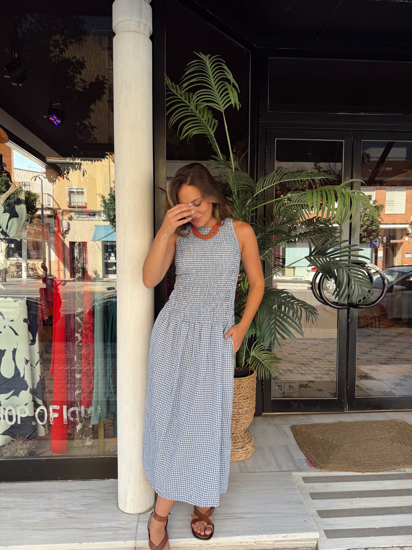VESTIDO SÚPER NIDO VICHY AZUL