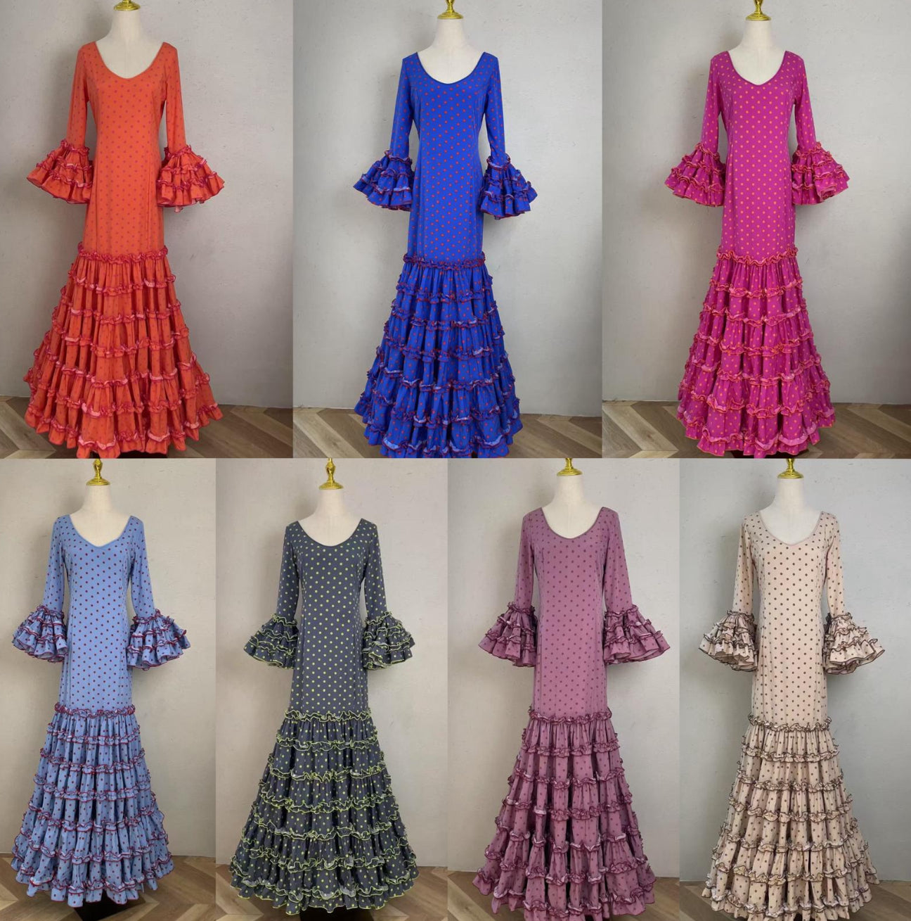 VESTIDO FLAMENCA CECILIA LUNARES (ELEGIR COLOR)