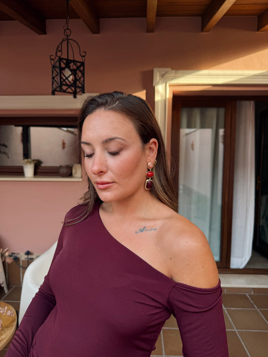 PENDIENTE TRICOLOR tonos rojizos