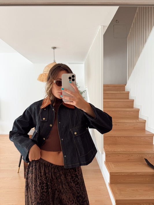 CHAQUETA DENIM CUELLO CONTRASTE