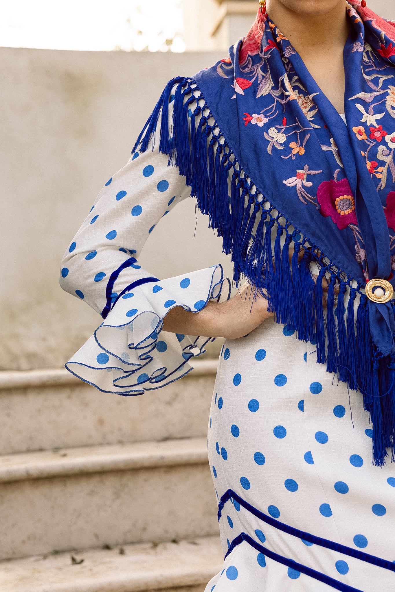 VESTIDO ROMINA BLANCO/AZUL CINTA AZUL