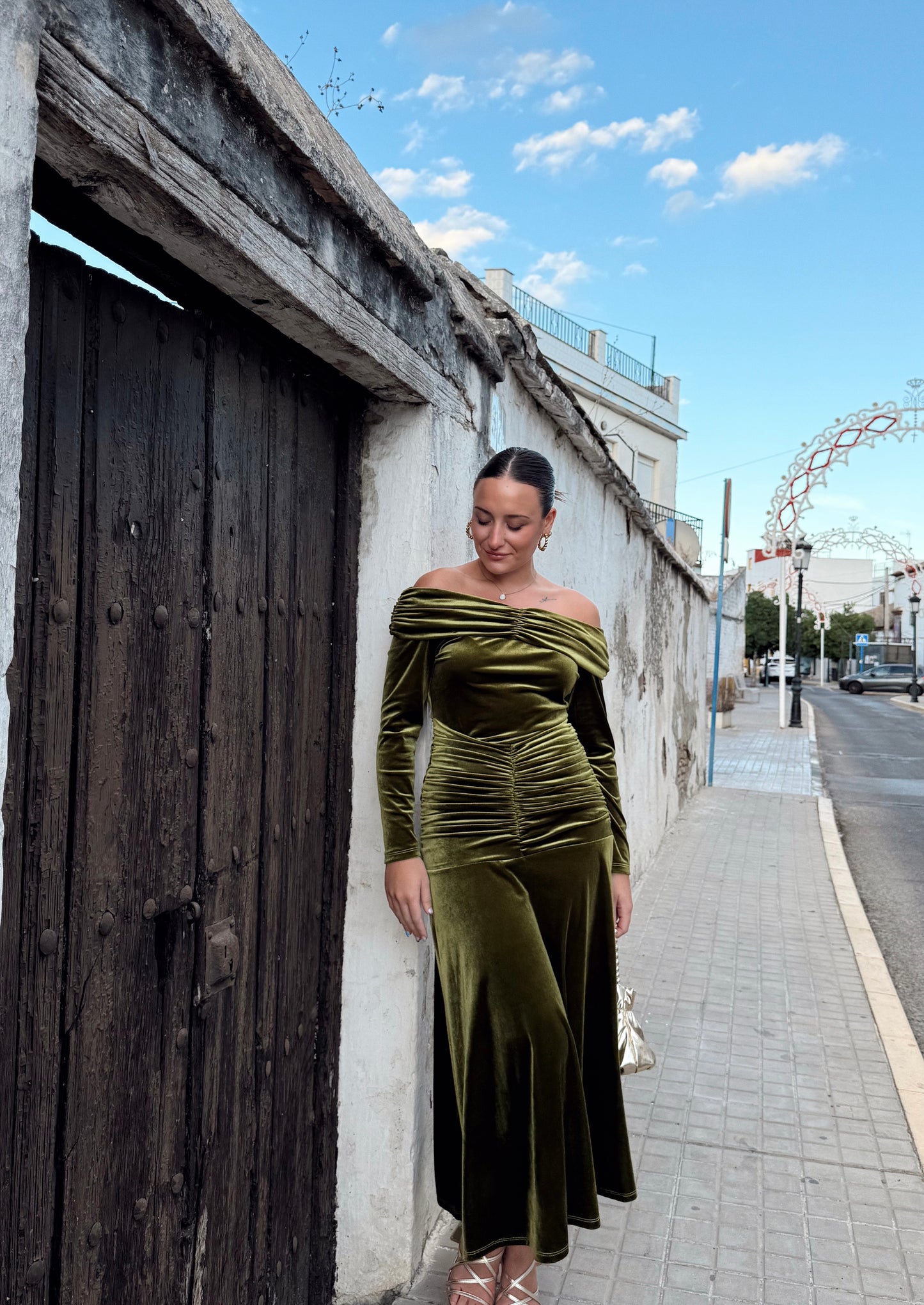 VESTIDO CAROLINA TERCIOPELO VERDE