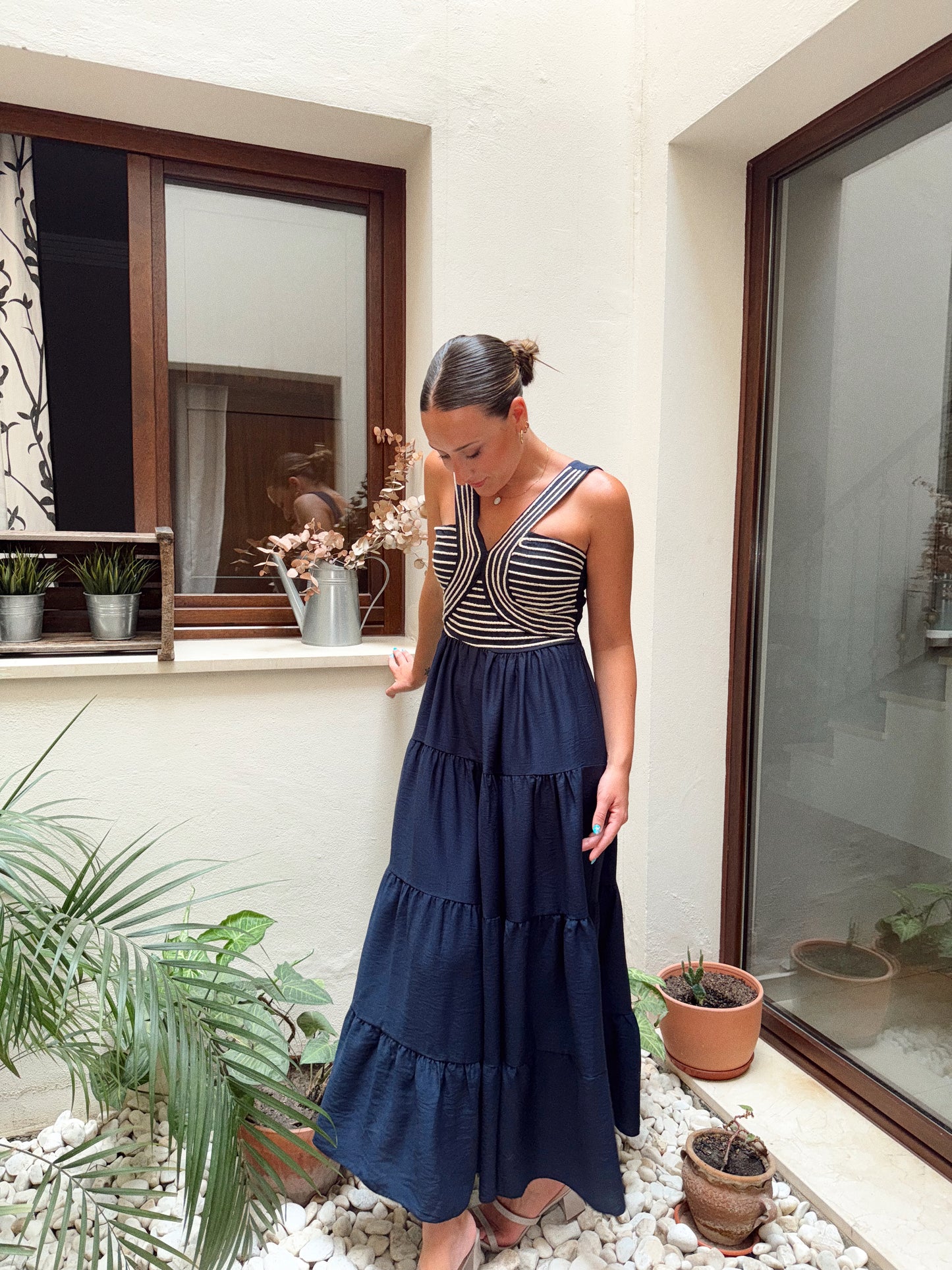 VESTIDO CUERDAS MARINO