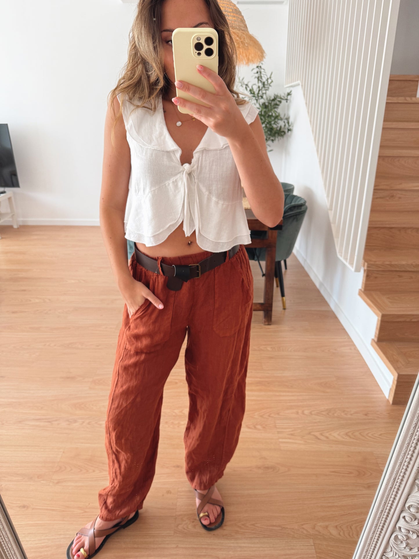 PANTALÓN MOM TEJA LINO