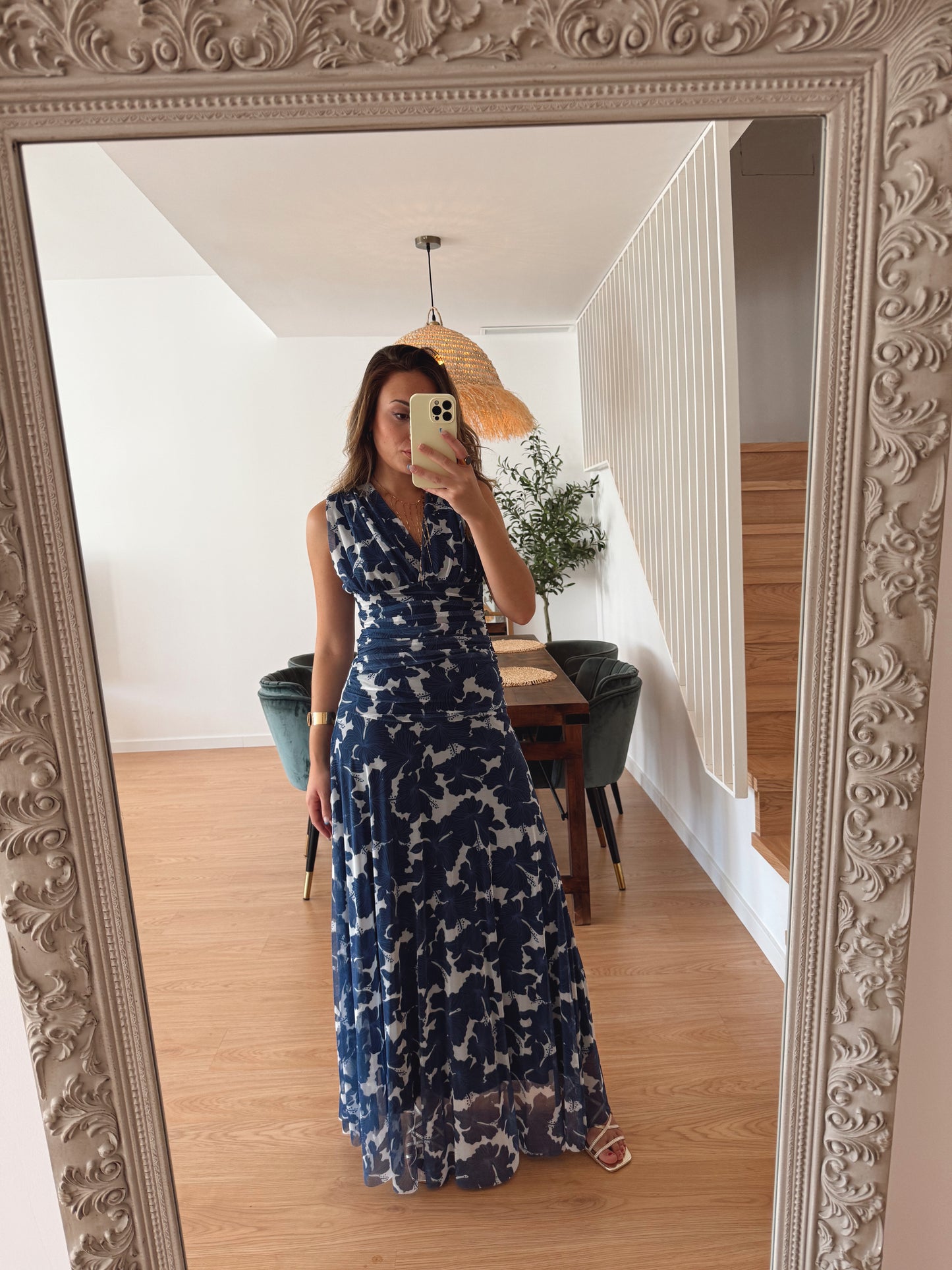VESTIDO FLOR TULL AZUL