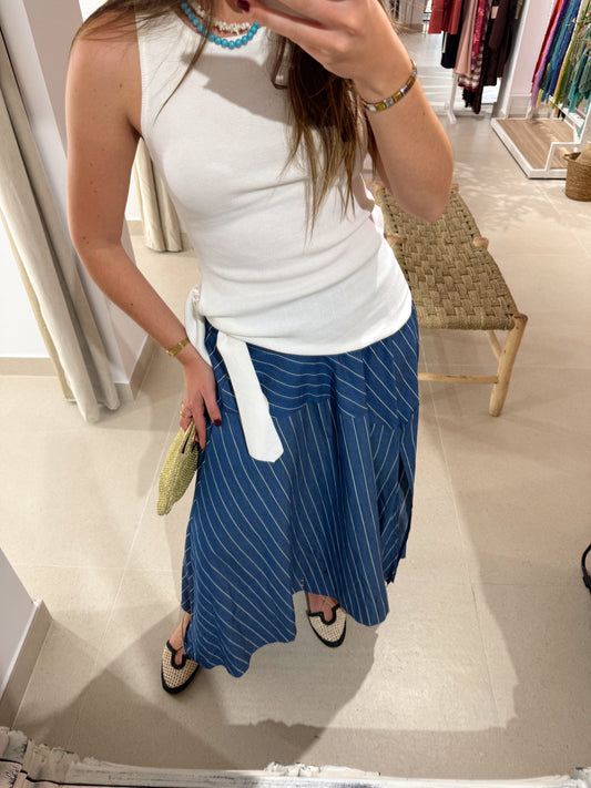 FALDA CORTES DENIM RAYAS