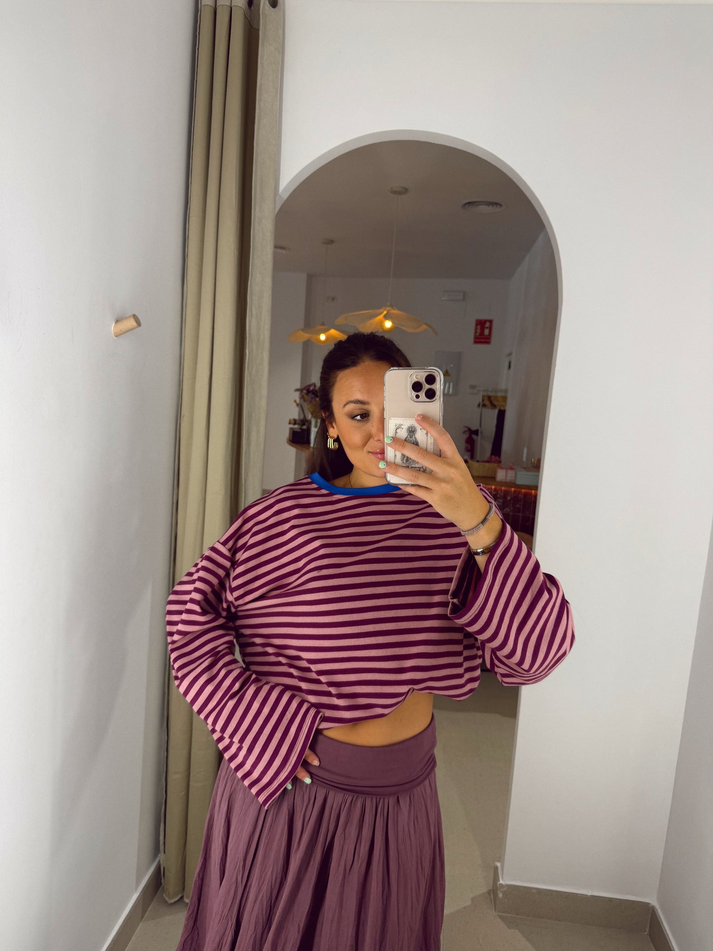 SUDADERA RAYAS ROSA/AZUL