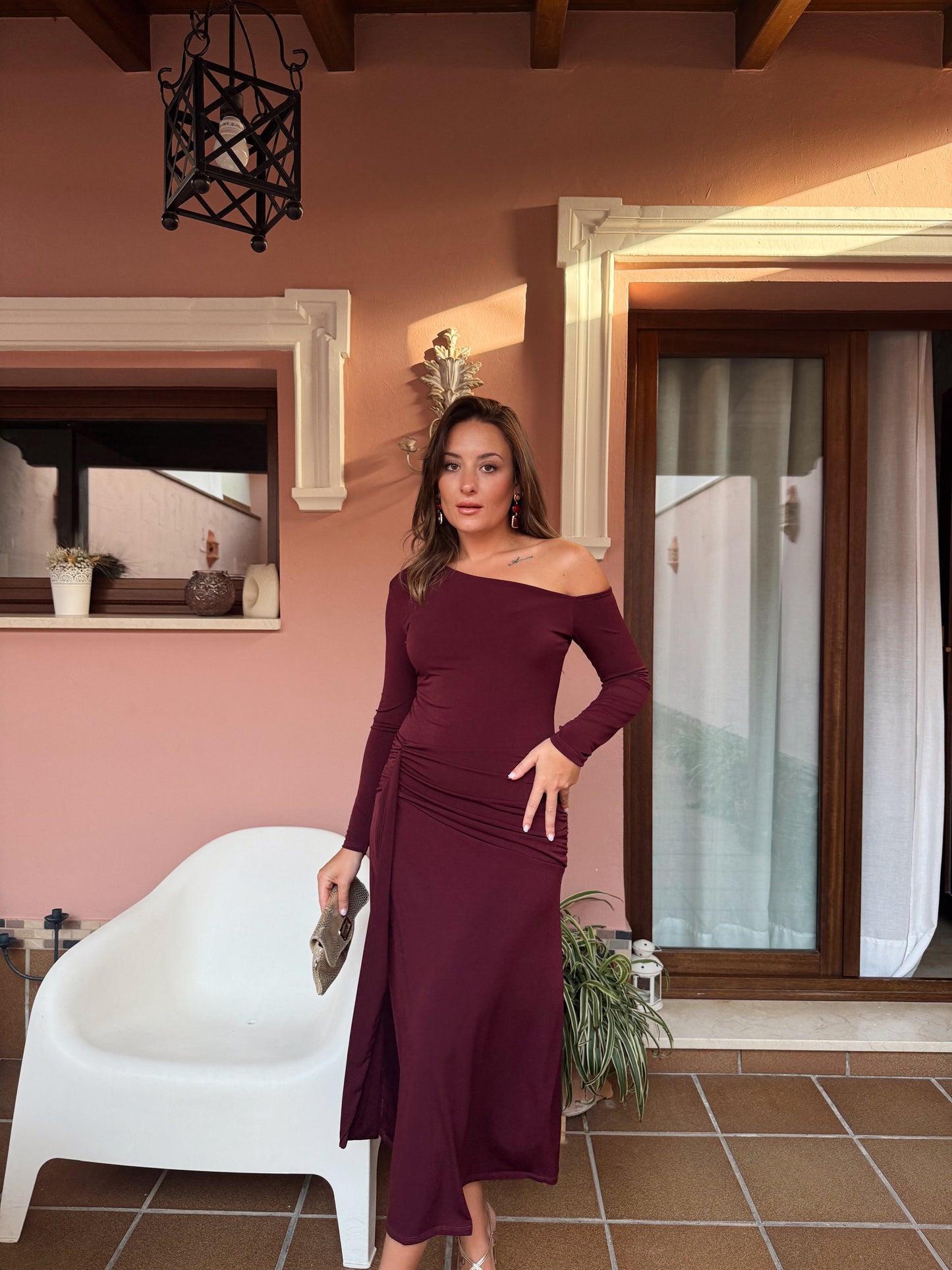 VESTIDO GEORGIA BURDEOS o MARRÓN