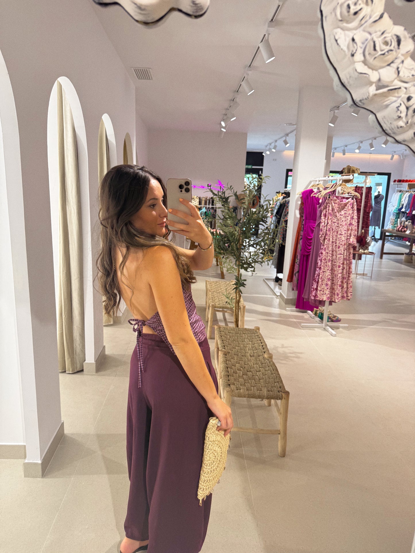 TOP ALARA VICHY BERENJENA