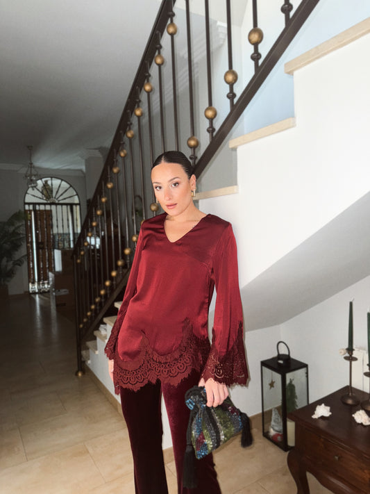 BLUSA LENCERA BURDEOS