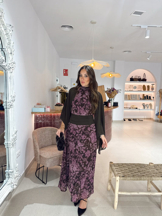 VESTIDO EDUARDA MARRÓN/MAQUILLAJE