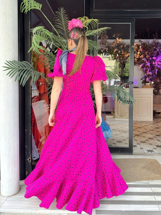 VESTIDO BATA MARISMA ROSA LUNAR NEGRO