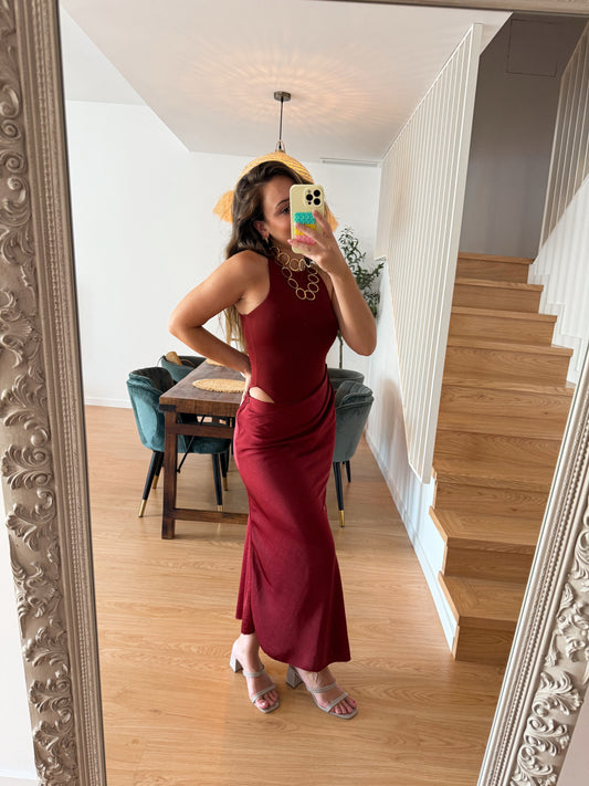 VESTIDO DOBLE BURDEOS