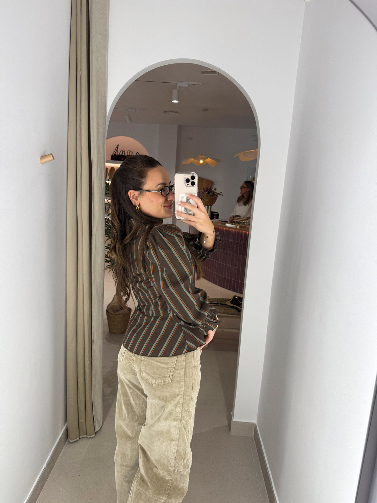 CAMISA CARLA MARRÓN RAYAS