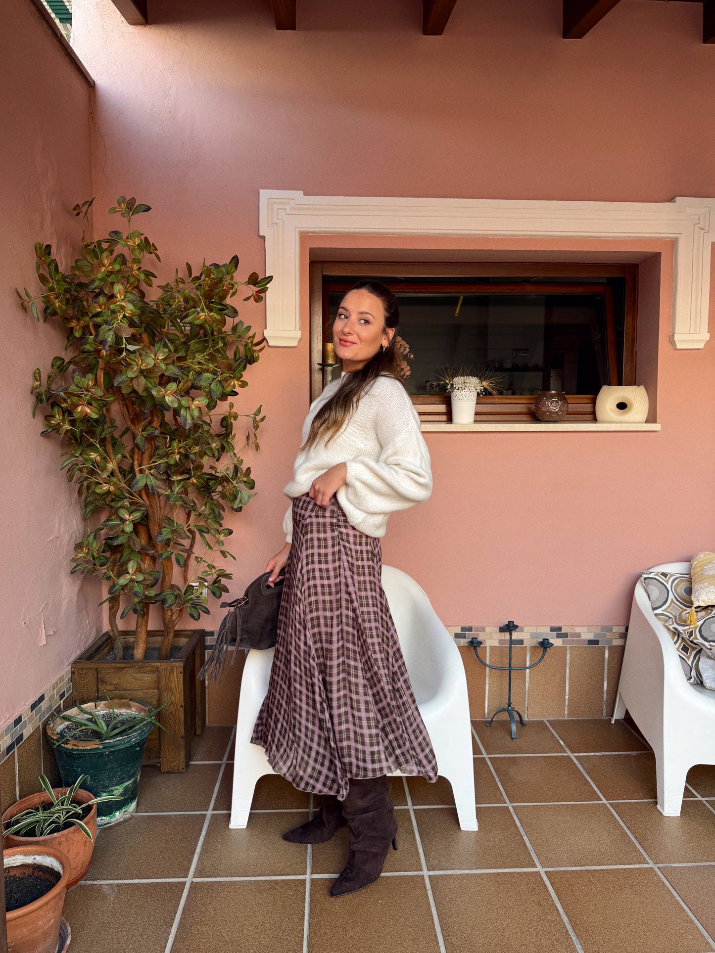 FALDA DESIGUAL CUADROS