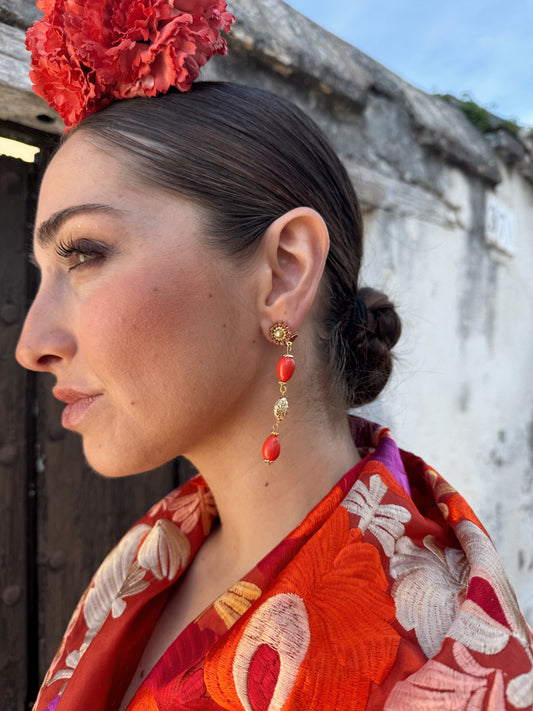 PENDIENTES ROCÍO CORAL