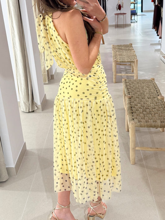 VESTIDO TULL LUNARES AMARILLO PASTEL