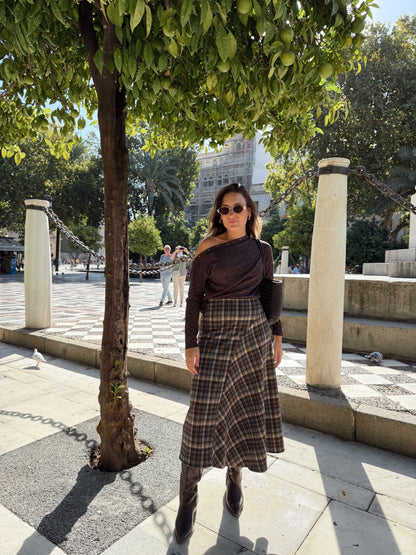 FALDA DESIGUAL CUADROS