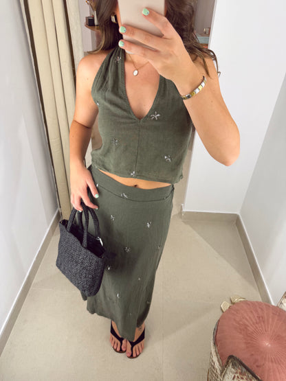 FALDA SET ESTRELLA VERDE