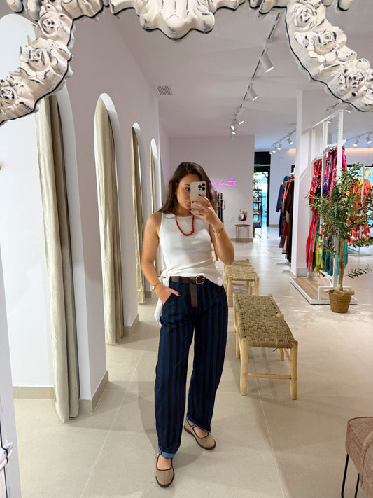 PANTALÓN BARREL DENIM RAYAS