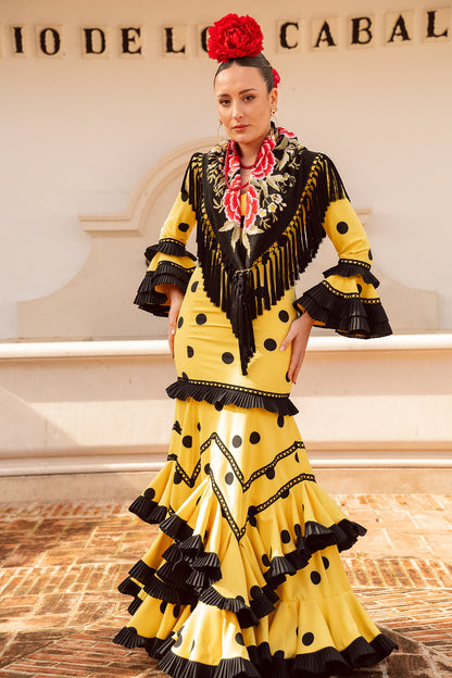 VESTIDO CANASTERA Amarillo/negro