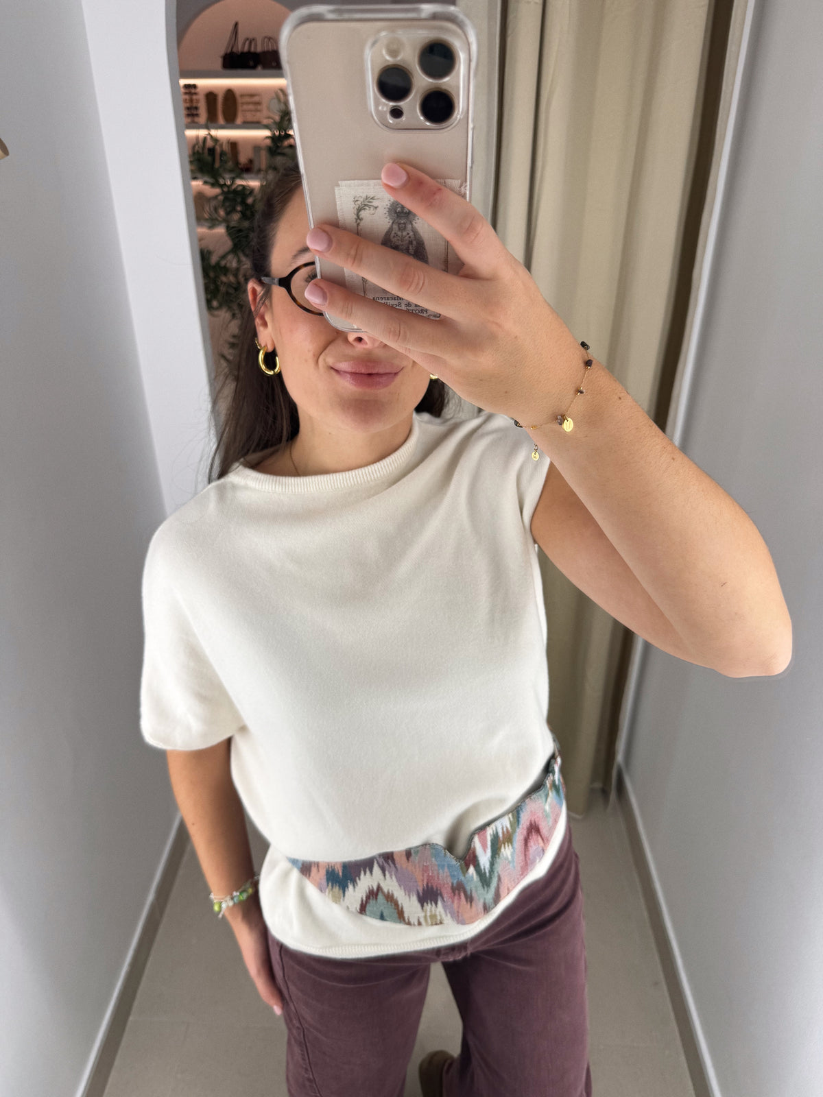CHALECO DESIGUAL BEIGE PUNTO
