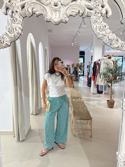 PANTALÓN OASIS VICHY AZUL/VERDE