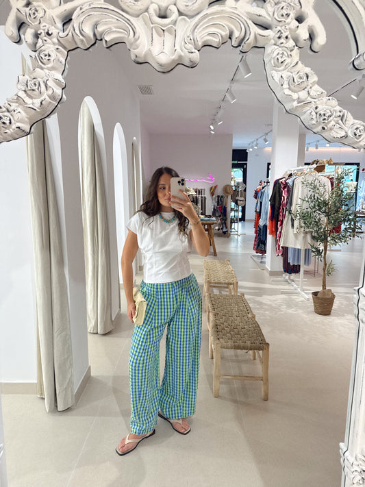 PANTALÓN OASIS VICHY AZUL/VERDE