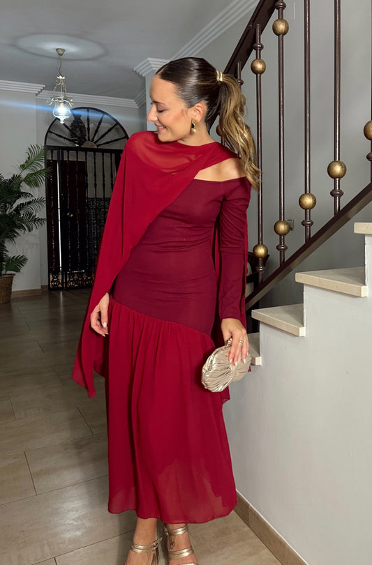 VESTIDO ORIANA BURDEOS