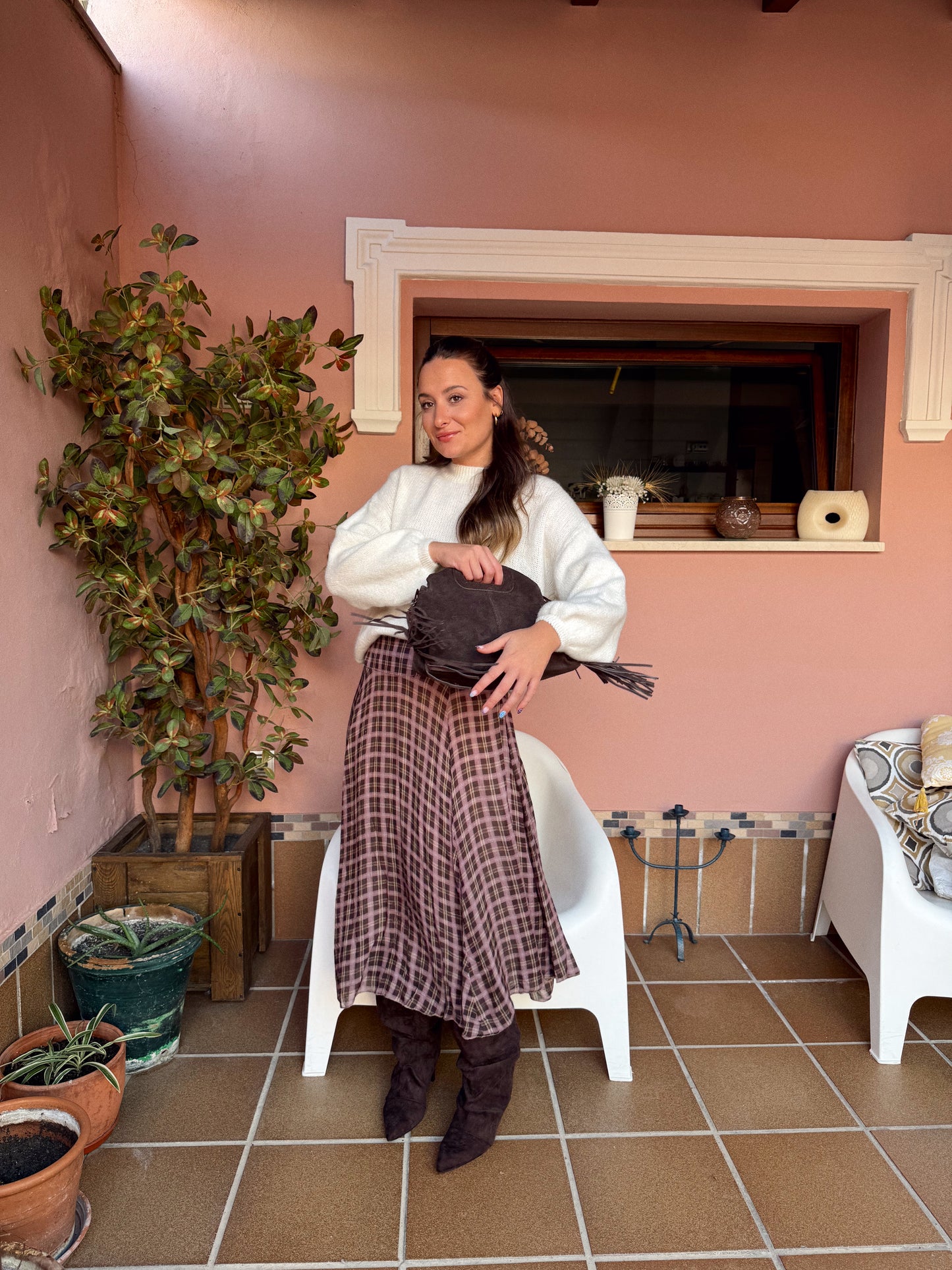 FALDA DESIGUAL CUADROS