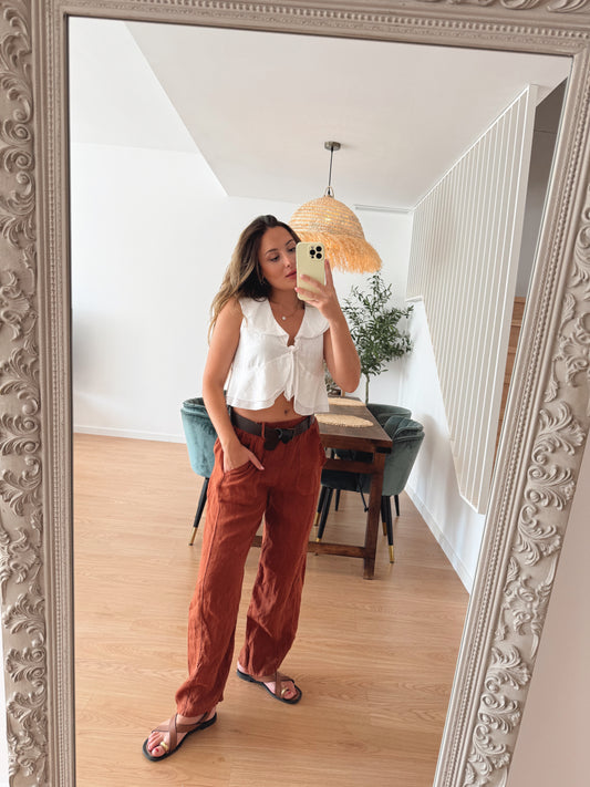 PANTALÓN MOM TEJA LINO
