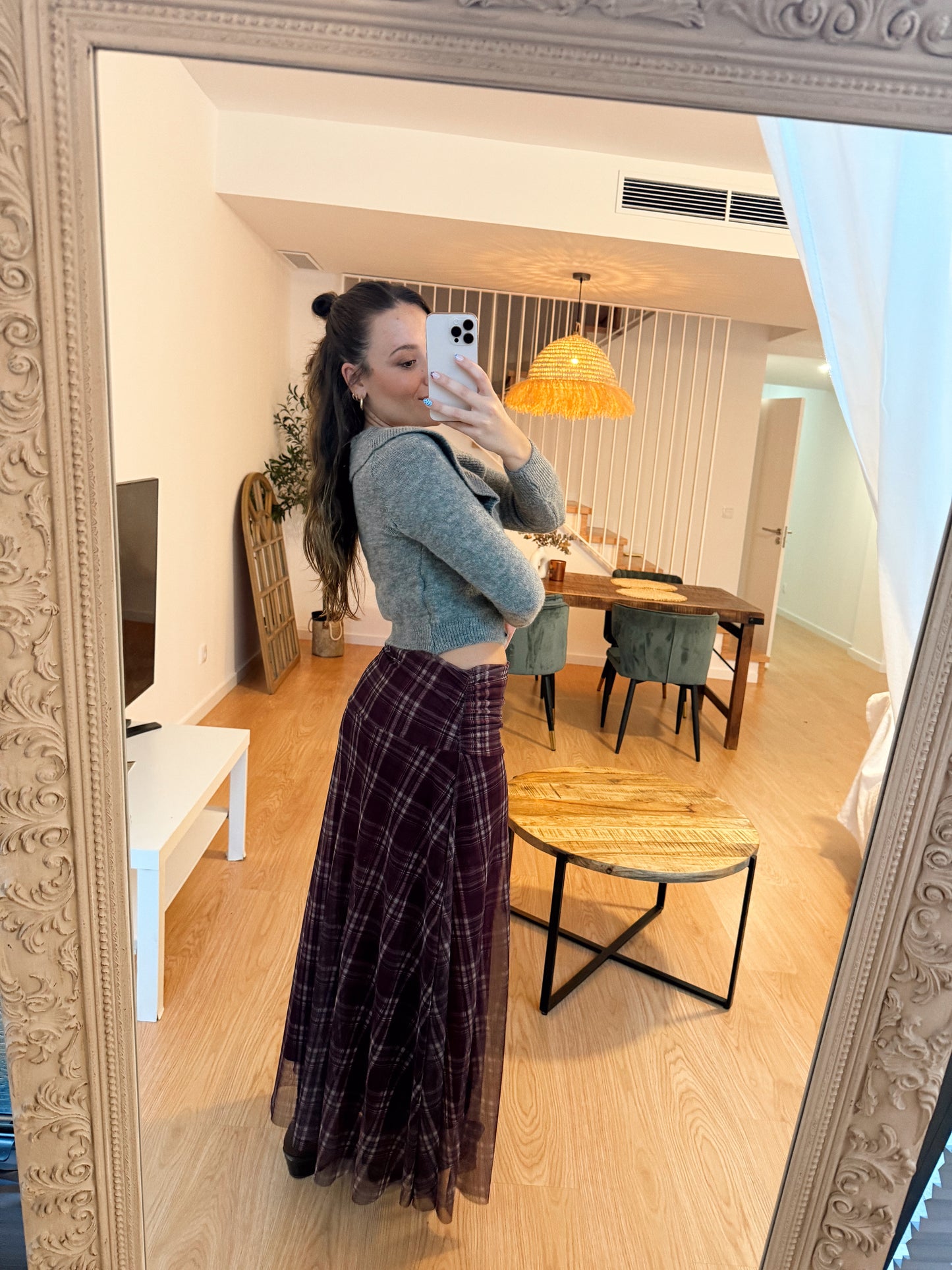 FALDA TULL CUADROS TONOS OTOÑO