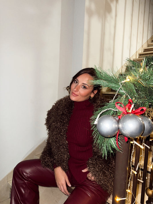 ABRIGO PELOS RIZO CHOCOLATE