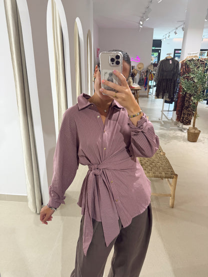 CAMISA NUDO RAYAS MAQUILLAJE