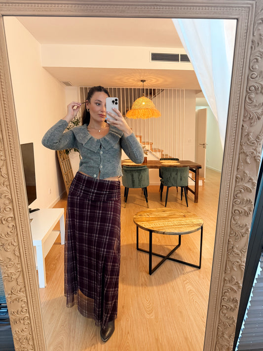 FALDA TULL CUADROS TONOS OTOÑO