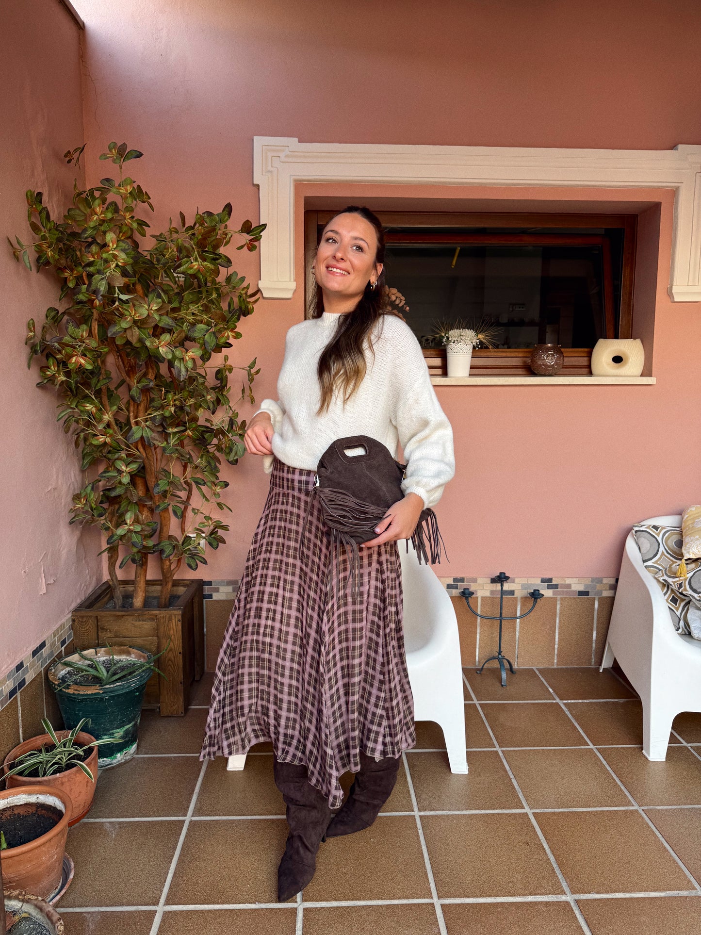 FALDA DESIGUAL CUADROS