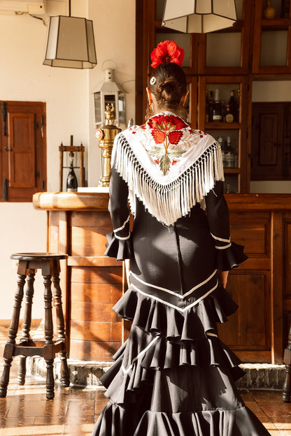 VESTIDO ROMINA NEGRO CINTA BLANCA