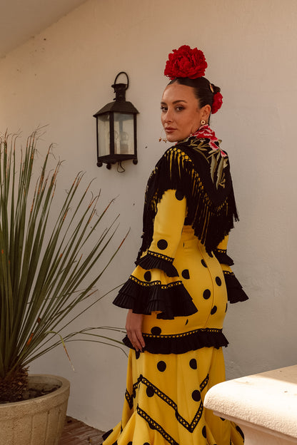 VESTIDO CANASTERA Amarillo/negro