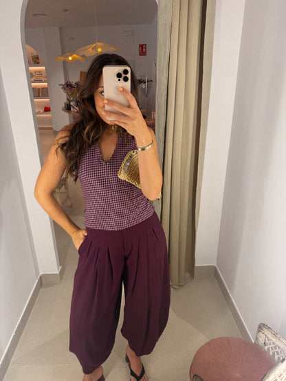 PANTALÓN PINZA BALLOON BERENJENA