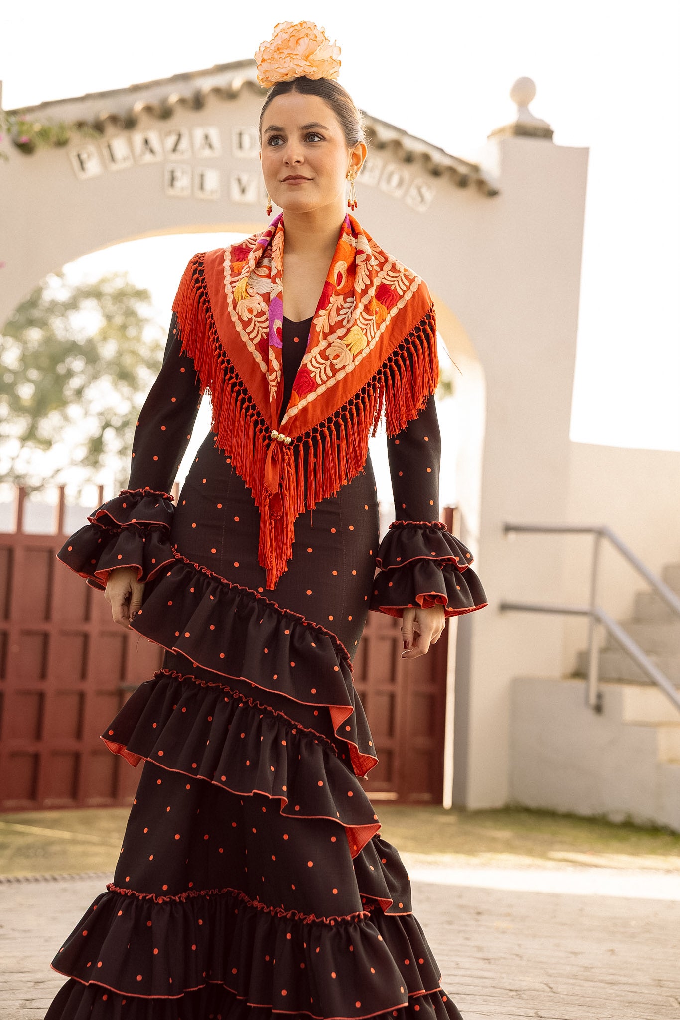 VESTIDO CARMEN negro/teja