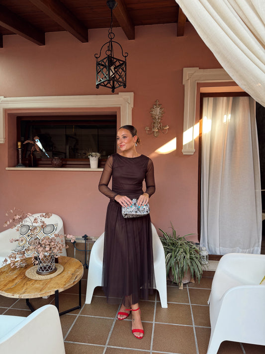 VESTIDO KATE MARRÓN TULL