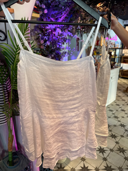 BLUSA VOLANTES TEJA