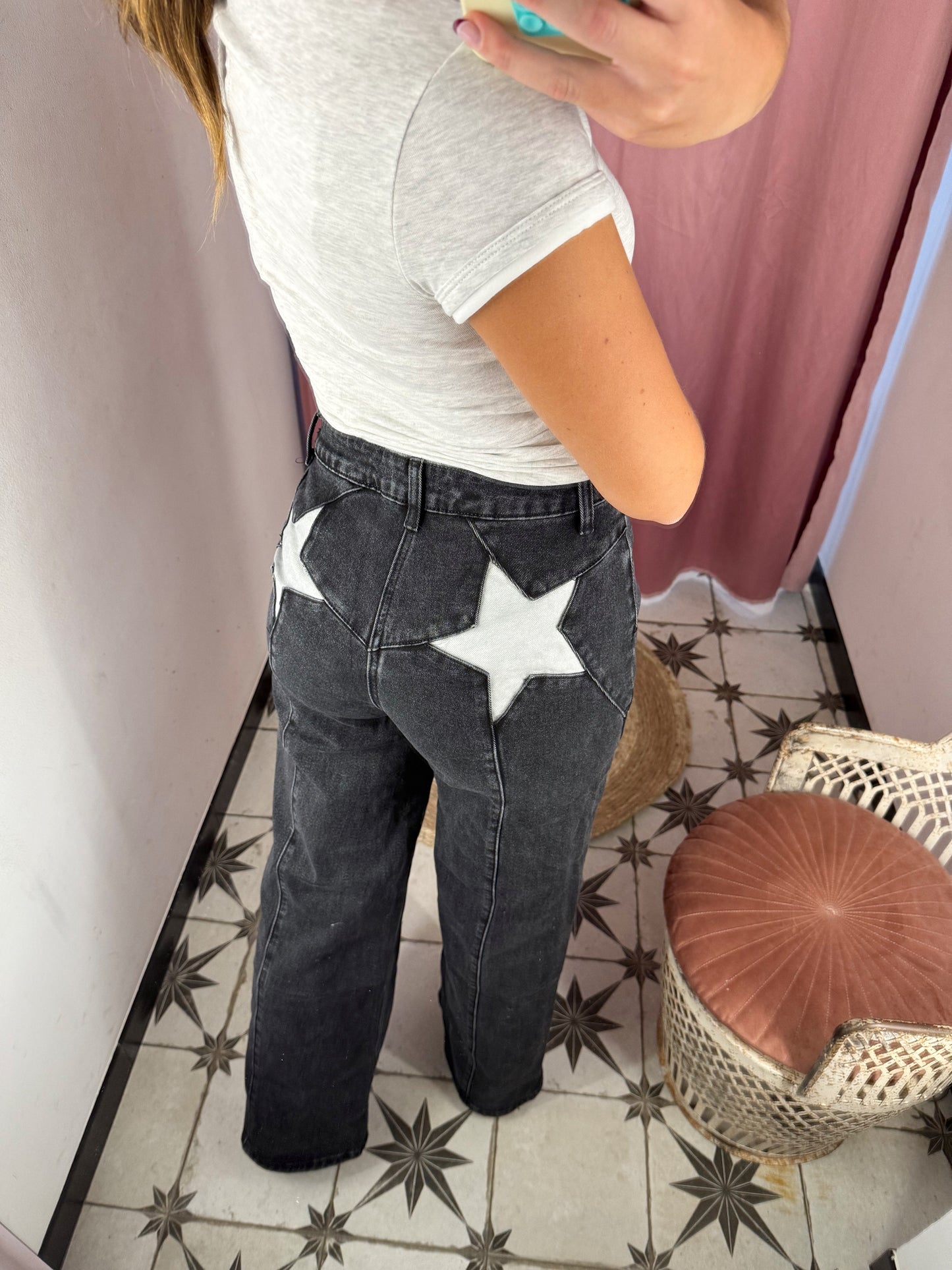 JEANS BLACK ESTRELLA PLATA