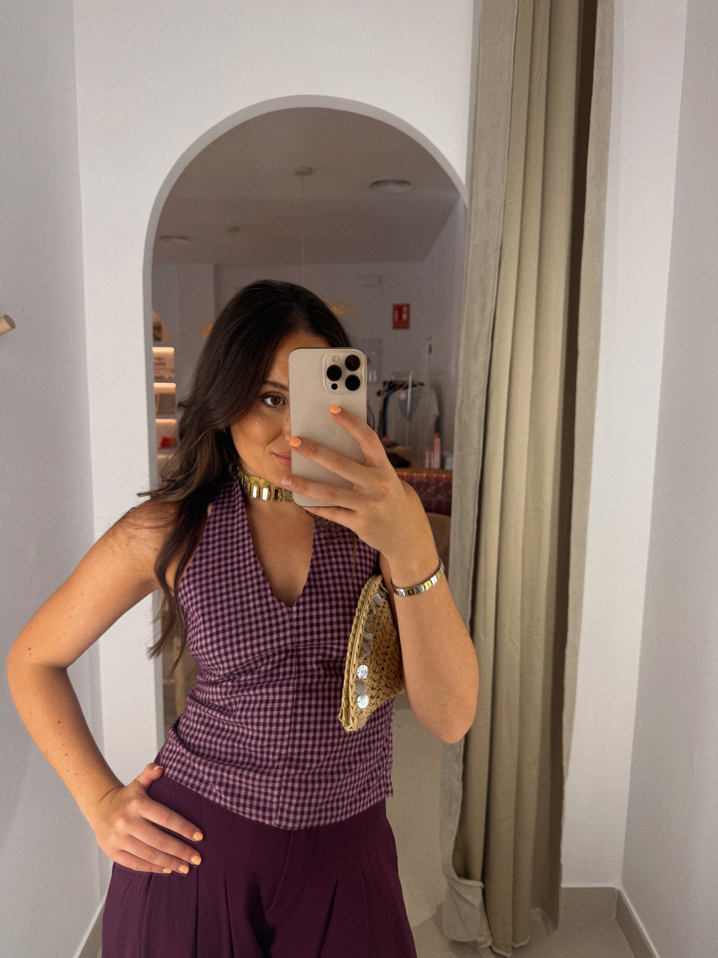TOP ALARA VICHY BERENJENA